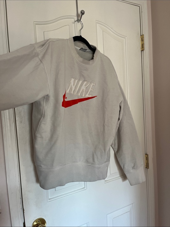 Nike Other - Nike Light Gray Crewneck Sweatshirt with Orange Swoosh
